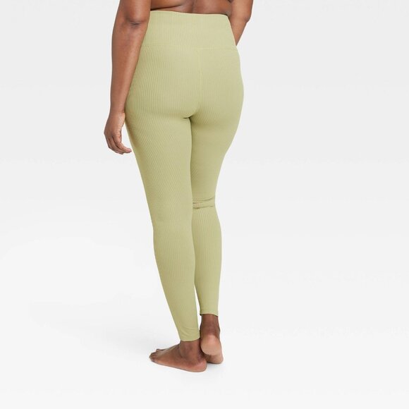 Large - Womens Ultra High-Rise Rib Leggings 27" - All In Motion - Olive Green - Picture 9 of 9